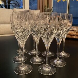 MIKASA OLYMPUS CRYSTAL WINE GLASSES. Set of 9